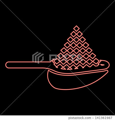Neon loose product on scoop bulk red color vector illustration image flat style Neon loose product on scoop bulk red color vector illustration image flat style 141361987