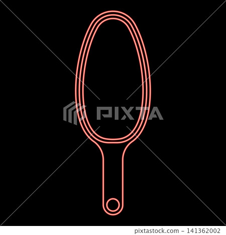 Neon scoop for bulk products tableware utensil top view red color vector illustration image flat style Neon scoop for bulk products tableware utensil top view red color vector illustration image flat style 141362002