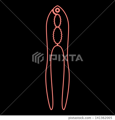 Neon nut cracker nutcracker red color vector illustration image flat style Neon nut cracker nutcracker red color vector illustration image flat style 141362005