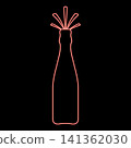 Neon bottle of champagne shot cork with direct splashs red color vector illustration image flat style 141362030