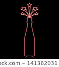 Neon bottle of champagne splash with stars red color vector illustration image flat style 141362031