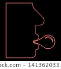 Neon man is blowing a bubble with chewing gum Head man with bubble gum red color vector illustration image flat style 141362033