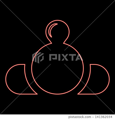 Neon bubble gum blowing man lying down red color vector illustration image flat style Neon bubble gum blowing man lying down red color vector illustration image flat style 141362034