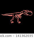 Neon bubble gum blowing t-rex skeleton dinosaur red color vector illustration image flat style 141362035