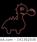 Neon bubble gum blowing cute dinosaur red color vector illustration image flat style 141362036