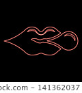 Neon lips blowing bubble gum chewing red color vector illustration image flat style 141362037