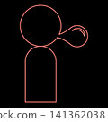Neon man blowing bubble gum red color vector illustration image flat style 141362038