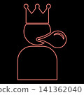Neon king blowing bubble gum red color vector illustration image flat style 141362040