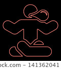 Neon person in a yoga pose blowing bubble gum red color vector illustration image flat style 141362041