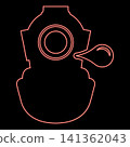 Neon diver in retro suit blowing bubble gum old vintage concept red color vector illustration image flat style 141362043