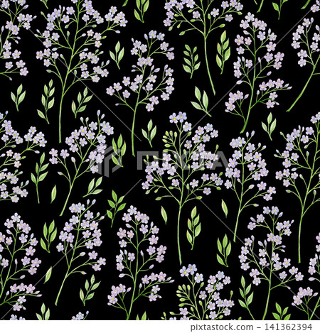 Watercolor Purple Wildflower Seamless Pattern Watercolor Purple Wildflower Seamless Pattern 141362394