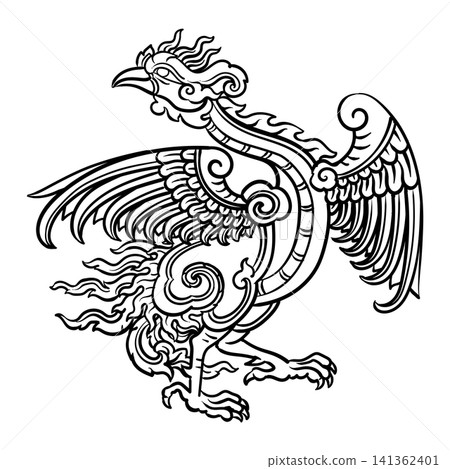 Thai Traditional Bird line Art 141362401