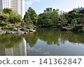 A lush green landscape of the former Yasuda Garden, a scenic spot in the Ryogoku area of Sumida Ward. 141362847