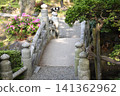 A charming stone arch bridge spanning the heart-shaped pond in the former Yasuda Garden. 141362962