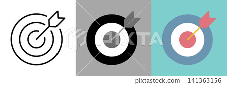 Simple vector icon of a bow and arrow and a target. 141363156