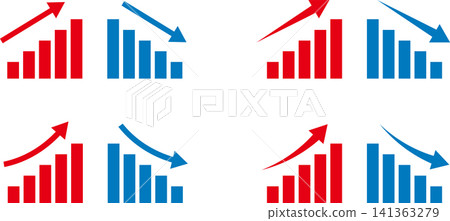 Up and down bar graph icon colors Up and down bar graph icon colors 141363279