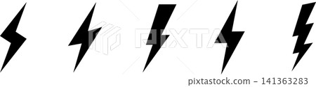 閃電、雷聲和電力能量圖標 141363283