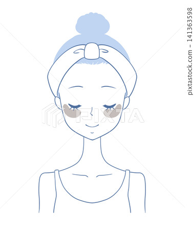 Illustration of a woman wearing a black eye mask. Illustration of a woman wearing a black eye mask. 141363598