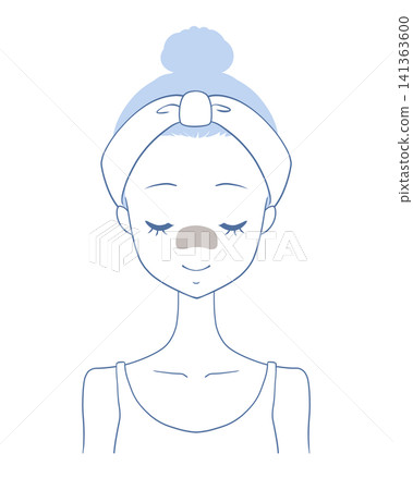 一個女人做黑色毛孔包的插圖 141363600