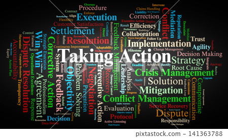Taking Action Word Cloud. Comprehensive Overview of Conflict Resolution, Corrective Actions, Strategic Negotiation, Risk Mitigation, and Operational Frameworks for Business Dispute Settling. Taking Action Word Cloud. Comprehensive Overview of Conflict Resolution, Corrective Actions, Strategic Negotiation, Risk Mitigation, and Operational Frameworks for Business Dispute Settling. 141363788