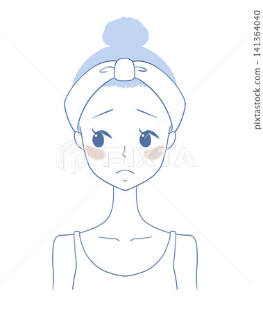 Illustration of a woman suffering from chloasma Illustration of a woman suffering from chloasma 141364040