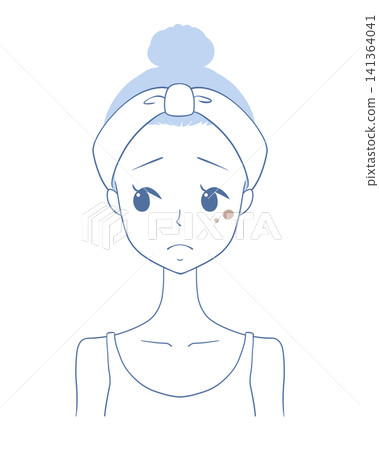 Illustration of a woman suffering from spots Illustration of a woman suffering from spots 141364041
