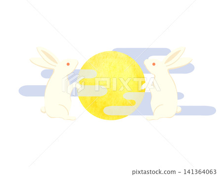 Full moon and rabbit illustration Full moon and rabbit illustration 141364063