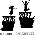 silhouette children jumping from 2026 to 2027 showing courage and joy of new beginnings   141364133