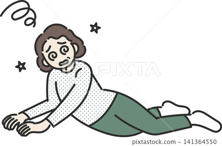 老婦人因眩暈而暈倒的插圖。 老婦人因眩暈而暈倒的插圖。 141364550