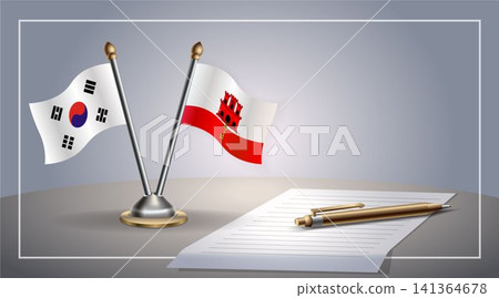 Small national flag of South Korea and Gibraltar flag Relation, Template Vector Illustration Small national flag of South Korea and Gibraltar flag Relation, Template Vector Illustration 141364678