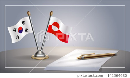 Small national flag of South Korea and Greenland flag Relation, Template Vector Illustration Small national flag of South Korea and Greenland flag Relation, Template Vector Illustration 141364680
