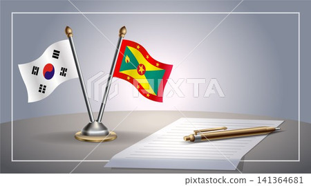 Small national flag of South Korea and Grenada flag Relation, Template Vector Illustration Small national flag of South Korea and Grenada flag Relation, Template Vector Illustration 141364681