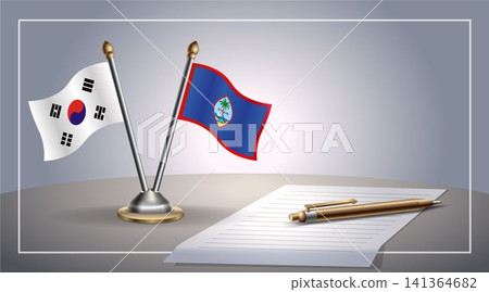Small national flag of South Korea and Guam flag Relation, Template Vector Illustration 141364682