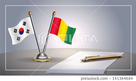Small national flag of South Korea and Guinea flag Relation, Template Vector Illustration Small national flag of South Korea and Guinea flag Relation, Template Vector Illustration 141364684