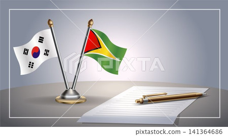 Small national flag of South Korea and Gunaya flag Relation, Template Vector Illustration 141364686