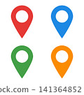 彩色地圖圖釘圖示集（紅色、藍色、綠色、橘色、位置資訊、GPS） 141364852