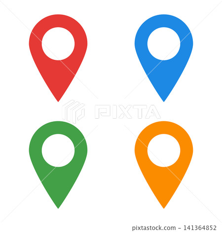 Colorful map pin icon set (red, blue, green, orange, location information, GPS) Colorful map pin icon set (red, blue, green, orange, location information, GPS) 141364852