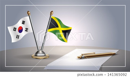 Small national flag of South Korea and Jamaica flag Relation, Template Vector Illustration Small national flag of South Korea and Jamaica flag Relation, Template Vector Illustration 141365092