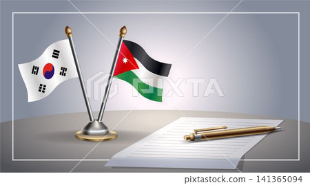 Small national flag of South Korea and Jordan flag Relation, Template Vector Illustration Small national flag of South Korea and Jordan flag Relation, Template Vector Illustration 141365094