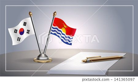Small national flag of South Korea and Kiribati flag Relation, Template Vector Illustration Small national flag of South Korea and Kiribati flag Relation, Template Vector Illustration 141365097