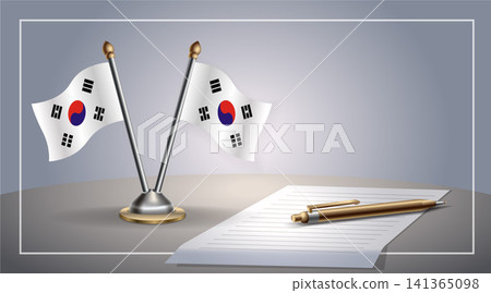 Small national flag of South Korea flag, Template Vector Illustration Small national flag of South Korea flag, Template Vector Illustration 141365098