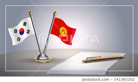 Small national flag of South Korea and Kyrgyzstan flag Relation, Template Vector Illustration Small national flag of South Korea and Kyrgyzstan flag Relation, Template Vector Illustration 141365102