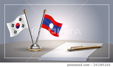 Small national flag of South Korea and Laos flag Relation, Template Vector Illustration Small national flag of South Korea and Laos flag Relation, Template Vector Illustration 141365103