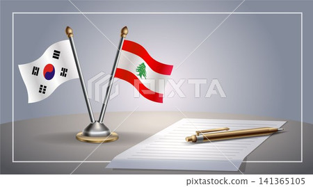 Small national flag of South Korea and Lebanon flag Relation, Template Vector Illustration Small national flag of South Korea and Lebanon flag Relation, Template Vector Illustration 141365105