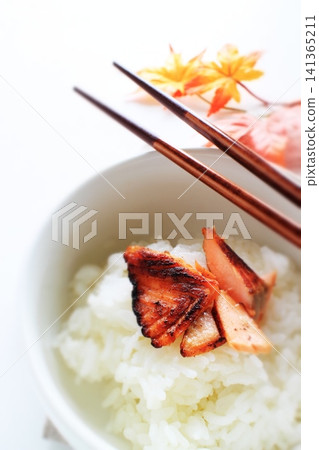 Baked salmon and rice Baked salmon and rice 141365211
