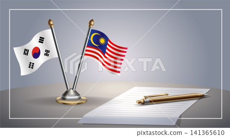 Small national flag of South Korea and Malaysia flag Relation, Template Vector Illustration Small national flag of South Korea and Malaysia flag Relation, Template Vector Illustration 141365610
