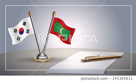 Small national flag of South Korea and Maldives flag Relation, Template Vector Illustration Small national flag of South Korea and Maldives flag Relation, Template Vector Illustration 141365611
