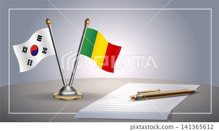 Small national flag of South Korea and Mali flag Relation, Template Vector Illustration 141365612
