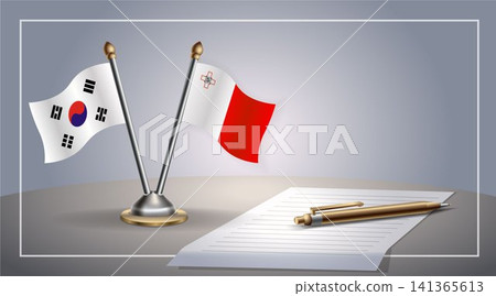 Small national flag of South Korea and Malta flag Relation, Template Vector Illustration Small national flag of South Korea and Malta flag Relation, Template Vector Illustration 141365613