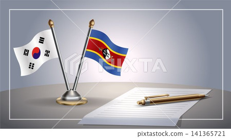 Small national flag of South Korea and Swaziland flag Relation, Template Vector Illustration Small national flag of South Korea and Swaziland flag Relation, Template Vector Illustration 141365721